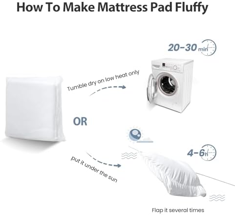 EASELAND Queen Size Mattress Pad Cotton Pillow Top Mattress Topper White | Cooling Mattress Cover Cotton Top,8-21" Deep Pocket Protector,60x80 Inches,Boxing Quilted & Machine Washable|B073ZY6XH3