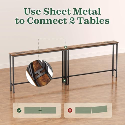 SUPERJARE 78.8 inch Narrow Console Table with Outlet, Sofa Tables, Behind Couch Table, Long Entryway Tables with Charging Station, for Living Room, Rustic Brown|B0DXQ4R52P