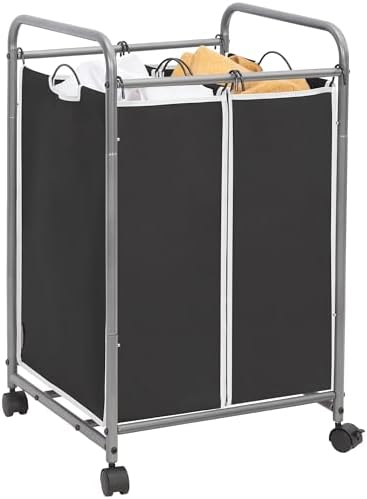 STORAGE MANIAC 3 Section Laundry Sorter, 35.6 Gal (135 L) Laundry Hamper Cart with Heavy Duty Rolling Lockable Wheels and Removable Bags, Clothes Organizer Basket Separator Hamper, Gray|B07X4F6R3T