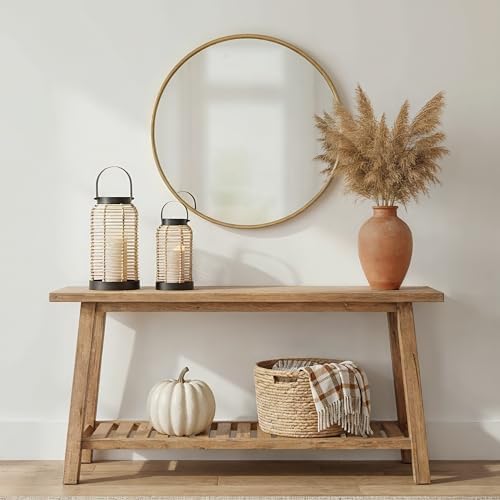 Natural Rattan Boho Lanterns - Handcrafted Chic Decor to Enhance Your Home - Modern Farmhouse Beauty Perfect for Any Living Room, Patio & Porch, Indoor and Outdoor Coffee Table or Kitchen Dining Table|B0D8KWXKYH