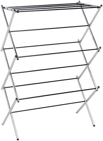 Amazon Basics Foldable Portable Clothes Drying Rack for Indoor Air Drying, Collapsible Design, 14.5" D x 29.5" W x 41.8" H, White|B00H7P1GPO