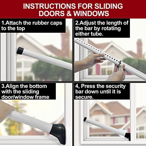 AceMining Door Security Bar, Patio Door Lock, 20-50 in | Sliding Glass Door Security Bar for Patio Door, Window Security and Door Stopper Protection, White|B0BKKTFWJK