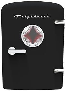 Frigidaire Retro 9-Can Mini Personal Fridge Portable Cooler for Car, Office, Bedroom, Dorm Room, or Cabin, 11.8" D x 7.1" W x 10.1" H, PINK|B0BQ5DGSXH