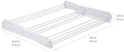 Amazon Basics Foldable Portable Clothes Drying Rack for Indoor Air Drying, Collapsible Design, 14.5" D x 29.5" W x 41.8" H, White|B00H7P1GPO
