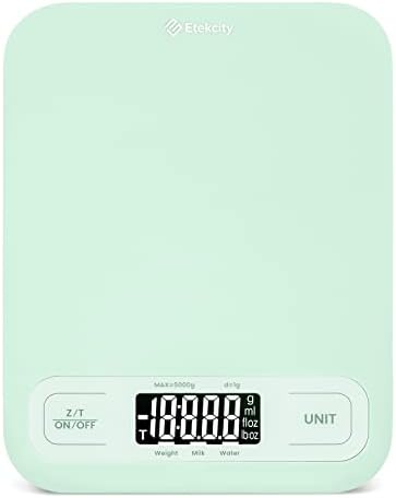 Etekcity 22lb Food Kitchen Scale, USB Rechargeable, IPX6 Waterproof | Digital scale with grams & ounces, 1g precision, 5 weight units, tare, ideal for baking, meal prep, Stainless Steel, Silver|B09HM2TN5Z