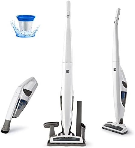 Kenmore DS1020 16V Cordless Stick Vacuum Lightweight 2-in-1 Handheld | LED Headlight with 2-Speed Power Control for Hardwood Floor, Carpet & Pet Hair, Gray-Blue|B0CKX1DZD6