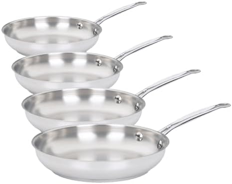 Cuisinart 8-Inch Open Skillet, Stainless Steel Skillet, Large Kitchen Pan, Dishwasher Safe, Compatible with Induction, Electric, Gas Cooktops, Oven Safe Saucepan, Cool Grip Handles|B00008CM6A