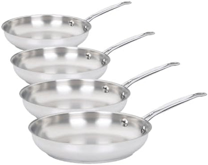 Cuisinart 8-Inch Open Skillet, Stainless Steel Skillet, Large Kitchen Pan, Dishwasher Safe, Compatible with Induction, Electric, Gas Cooktops, Oven Safe Saucepan, Cool Grip Handles|B00008CM6A
