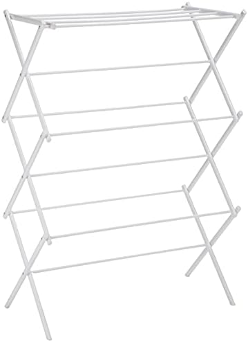 Amazon Basics Foldable Portable Clothes Drying Rack for Indoor Air Drying, Collapsible Design, 14.5" D x 29.5" W x 41.8" H, White|B00H7P1GPO