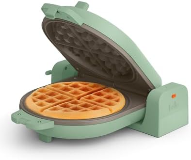 bella Flip-n-Store Waffle Maker with EverGood™ Ceramic Nonstick Coating, Fits-anywhere™ Kitchenware, Power Indicator Light, Cool Touch Handle & Cord Wrap, 7” Wide & 1" Deep Plates, 1000 Watt, Oatmilk|B0CYHZFMFX