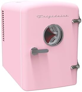 Frigidaire Retro 9-Can Mini Personal Fridge Portable Cooler for Car, Office, Bedroom, Dorm Room, or Cabin, 11.8" D x 7.1" W x 10.1" H, PINK|B0BQ5DGSXH