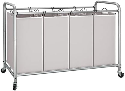 STORAGE MANIAC 3 Section Laundry Sorter, 35.6 Gal (135 L) Laundry Hamper Cart with Heavy Duty Rolling Lockable Wheels and Removable Bags, Clothes Organizer Basket Separator Hamper, Gray|B07X4F6R3T