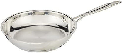 Cuisinart 8-Inch Open Skillet, Stainless Steel Skillet, Large Kitchen Pan, Dishwasher Safe, Compatible with Induction, Electric, Gas Cooktops, Oven Safe Saucepan, Cool Grip Handles|B00008CM6A
