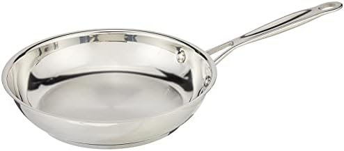 Cuisinart 8-Inch Open Skillet, Stainless Steel Skillet, Large Kitchen Pan, Dishwasher Safe, Compatible with Induction, Electric, Gas Cooktops, Oven Safe Saucepan, Cool Grip Handles|B00008CM6A