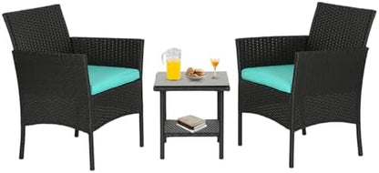 FDW 4-Piece Patio Furniture Set | Black | Outdoor Wicker Furniture | with Coffee Table | Modern Rattan Chairs Conversation Set | Outdoor Seating | Weather-Resistant | for Porch, Garden, Lawn|B07NZNZXMV