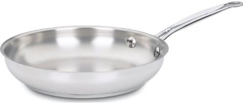 Cuisinart 8-Inch Open Skillet, Stainless Steel Skillet, Large Kitchen Pan, Dishwasher Safe, Compatible with Induction, Electric, Gas Cooktops, Oven Safe Saucepan, Cool Grip Handles|B00008CM6A