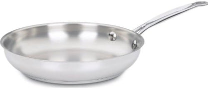 Cuisinart 8-Inch Open Skillet, Stainless Steel Skillet, Large Kitchen Pan, Dishwasher Safe, Compatible with Induction, Electric, Gas Cooktops, Oven Safe Saucepan, Cool Grip Handles|B00008CM6A