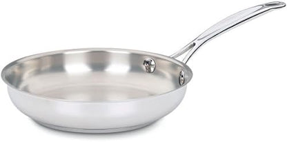 Cuisinart 8-Inch Open Skillet, Stainless Steel Skillet, Large Kitchen Pan, Dishwasher Safe, Compatible with Induction, Electric, Gas Cooktops, Oven Safe Saucepan, Cool Grip Handles|B00008CM6A