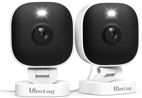 VIMTAG 2.5K Cameras for Home Security Outdoor/Indoor, Color Night Vision Security Camera for Baby/Pet/Dog/Nanny, Light/Siren, Motion Detection, 2-Way Audio, Work with Alexa, Cloud/Card Storage, 2Pcs|B0F2FTPB7G