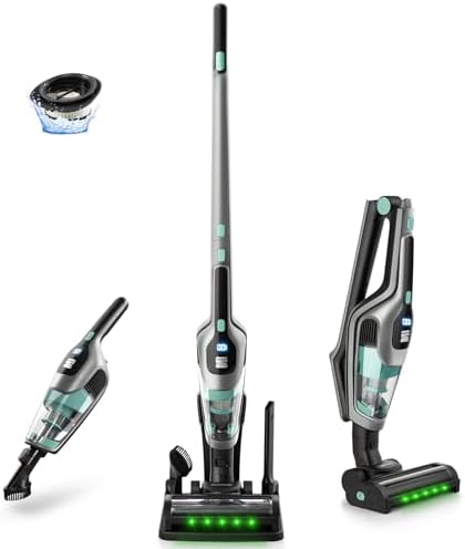 Kenmore DS1020 16V Cordless Stick Vacuum Lightweight 2-in-1 Handheld | LED Headlight with 2-Speed Power Control for Hardwood Floor, Carpet & Pet Hair, Gray-Blue|B0CKX1DZD6