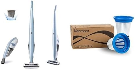 Kenmore DS1020 16V Cordless Stick Vacuum Lightweight 2-in-1 Handheld | LED Headlight with 2-Speed Power Control for Hardwood Floor, Carpet & Pet Hair, Gray-Blue|B0CKX1DZD6