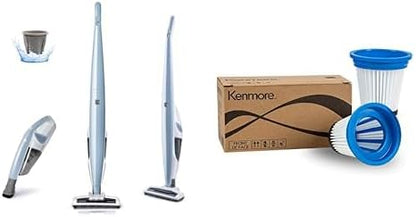 Kenmore DS1020 16V Cordless Stick Vacuum Lightweight 2-in-1 Handheld | LED Headlight with 2-Speed Power Control for Hardwood Floor, Carpet & Pet Hair, Gray-Blue|B0CKX1DZD6