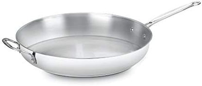 Cuisinart 8-Inch Open Skillet, Stainless Steel Skillet, Large Kitchen Pan, Dishwasher Safe, Compatible with Induction, Electric, Gas Cooktops, Oven Safe Saucepan, Cool Grip Handles|B00008CM6A