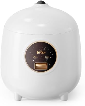 Bear Mini Rice Cooker, 2-Cup Uncooked, Nonstick, Keep Warm, BPA Free, Blue | Portable 1.2L nonstick small rice cooker for travel, dorm, single serve, One-touch operation, Removable pot, Auto keep warm|B0B1PFJKSY