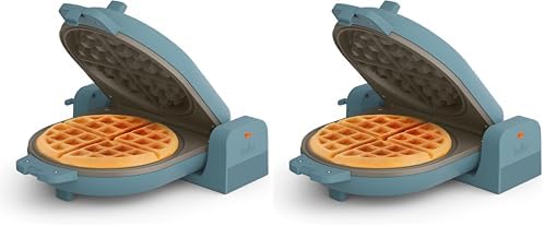 bella Flip-n-Store Waffle Maker with EverGood™ Ceramic Nonstick Coating, Fits-anywhere™ Kitchenware, Power Indicator Light, Cool Touch Handle & Cord Wrap, 7” Wide & 1" Deep Plates, 1000 Watt, Oatmilk|B0CYHZFMFX