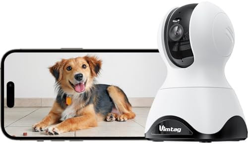 VIMTAG 2.5K 4MP Pan/Tilt Indoor Camera for Pet/Dog/Cat/Baby/Nanny/Home Security with Phone APP, Motion Tracking, Night Vision, 2-Way Audio, AI Detection, 5G/2.4GHz WiFi, Cloud & SD Card, Works w/Alexa|B09N91WMMJ