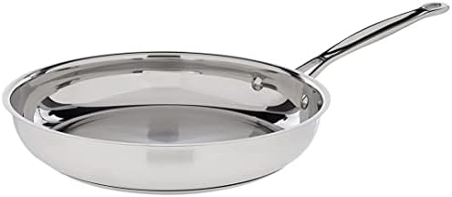 Cuisinart 8-Inch Open Skillet, Stainless Steel Skillet, Large Kitchen Pan, Dishwasher Safe, Compatible with Induction, Electric, Gas Cooktops, Oven Safe Saucepan, Cool Grip Handles|B00008CM6A