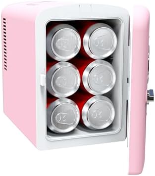 Frigidaire Retro 9-Can Mini Personal Fridge Portable Cooler for Car, Office, Bedroom, Dorm Room, or Cabin, 11.8" D x 7.1" W x 10.1" H, PINK|B0BQ5DGSXH