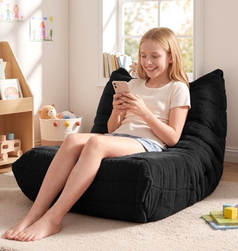 Hobestluk Large Bean Bag Chairs Sofa for Adults Giant BeanBag Couch Lounger | Ergonomic Design,Memory Foam,Washable Cover,Oversized Comfy Chaise Lounger Boneless Couch Living Room | Stripe Grey Large|B0DFB81517