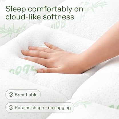 Niagara Sleep Solution Ultra Soft & Cooling Mattress Topper - Full Size | Rayon Derived from Bamboo, Pillow Top Mattress Pad, 20" Deep Pocket, Back Pain Relief, Perfect for Hot Sleepers, Green|B07JQSWJJS
