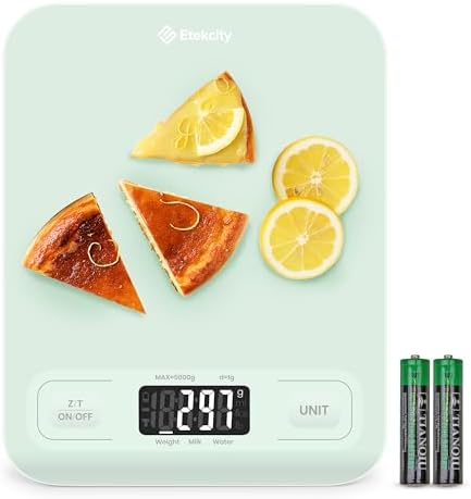 Etekcity 22lb Food Kitchen Scale, USB Rechargeable, IPX6 Waterproof | Digital scale with grams & ounces, 1g precision, 5 weight units, tare, ideal for baking, meal prep, Stainless Steel, Silver|B09HM2TN5Z