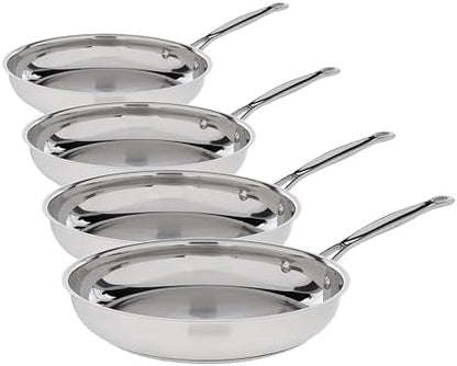 Cuisinart 8-Inch Open Skillet, Stainless Steel Skillet, Large Kitchen Pan, Dishwasher Safe, Compatible with Induction, Electric, Gas Cooktops, Oven Safe Saucepan, Cool Grip Handles|B00008CM6A