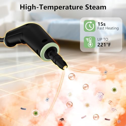 Steam Cleaner, Portable Steamer for Cleaning with 16pcs Accessories, 6-Level Adjustable and 15s Heat-Up, Handheld Steam Cleaner for Home, Tile, Dirt, Grout, Grease, Car Detailing|B0FR4NZN55