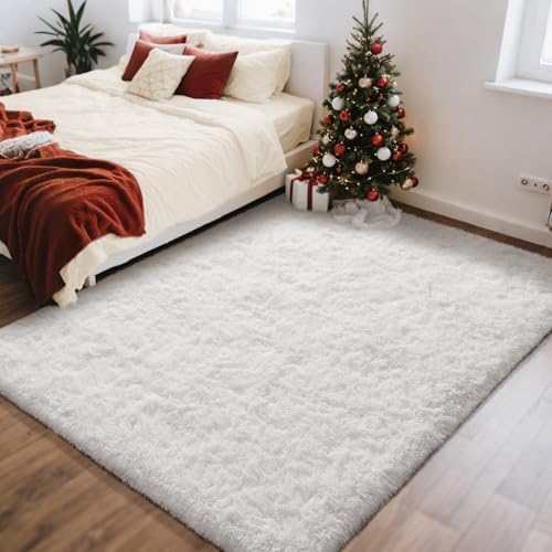 Ophanie Area Rugs for Living Room Bedroom, Washable Non-Slip Fluffy Soft Grey Shag Carpet, Indoor Floor Gray 4x6 Fuzzy Shaggy Living Room Plush Rug for Kids Home Dorm Decor Aesthetic|B0852WLH7M