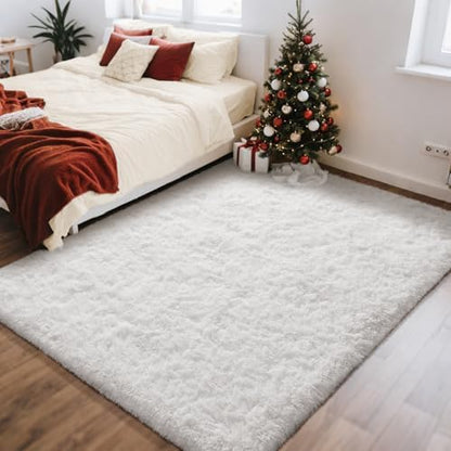Ophanie Area Rugs for Living Room Bedroom, Washable Non-Slip Fluffy Soft Grey Shag Carpet, Indoor Floor Gray 4x6 Fuzzy Shaggy Living Room Plush Rug for Kids Home Dorm Decor Aesthetic|B0852WLH7M