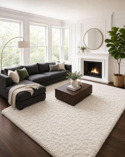 Ophanie Area Rugs for Living Room Bedroom, Washable Non-Slip Fluffy Soft Grey Shag Carpet, Indoor Floor Gray 4x6 Fuzzy Shaggy Living Room Plush Rug for Kids Home Dorm Decor Aesthetic|B0852WLH7M