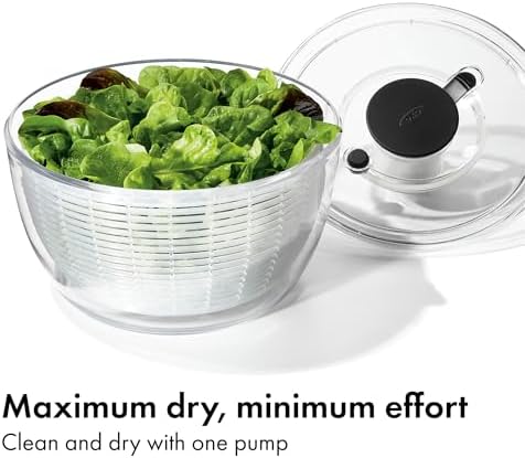 OXO Good Grips Salad Spinner | Lettuce Spinner | Fruit Washer | Fruit Washing Bowl with Strainer | Vegetable Cleaner | Salad Cleaner | Lettuce Washer | 6.22 Quart Capacity|B00004OCKR
