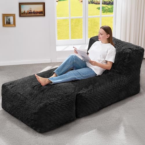 Hobestluk Large Bean Bag Chairs Sofa for Adults Giant BeanBag Couch Lounger | Ergonomic Design,Memory Foam,Washable Cover,Oversized Comfy Chaise Lounger Boneless Couch Living Room | Stripe Grey Large|B0DFB81517
