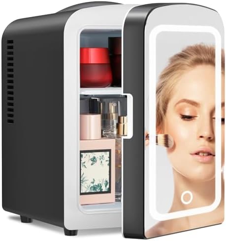 Antarctic Star Compact Refrigerator, Portable Mini Fridge, Skin Care 4L Capacity/6 Cans, for Bedroom, Car, Office & Dorm, Small Cooler for Cosmetics, Beverage and Food, Black|B0CR18625V
