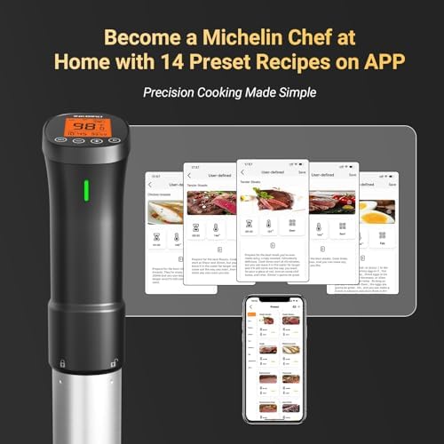 INKBIRD 2.4G Wifi Sous Vide Cooker ISV-200W, 1000W Sous Vide Machine, Remote Control Immersion Circulator with APP Recipes Timer Alarm Mobile Notification 3D Water Heating Ultra-Quiet|B08GKQFT6B