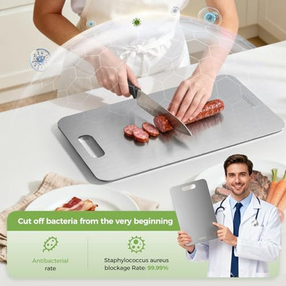 Titanium Cutting Board Set of 3, 100% Double-Sided Titanium Cutting Boards for Kitchen, Dishwasher Safe Non-Toxic Chopping Boards for Meat, Vegetables, Fruits, Raw and Cooked Food Prep (M+L+XL）|B0GBVK8Y79