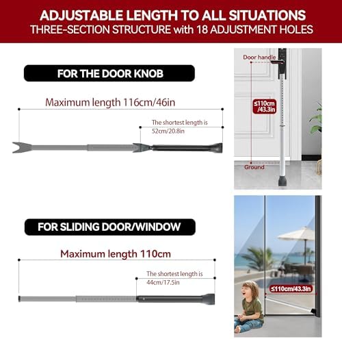 AceMining Door Security Bar, Patio Door Lock, 20-50 in | Sliding Glass Door Security Bar for Patio Door, Window Security and Door Stopper Protection, White|B0BKKTFWJK