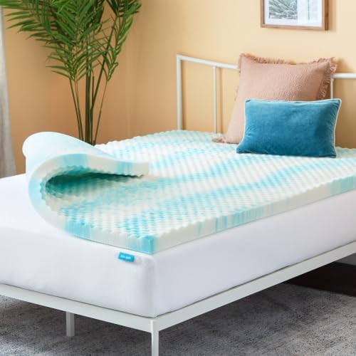 Linenspa Memory Foam Mattress Topper, Twin XL Size - 2 Inch Gel Infused Memory Foam - Plush Feel - Cooling and Pressure Relieving - CertiPUR Certified - Dorm Room Essentials|B01MTO43LV