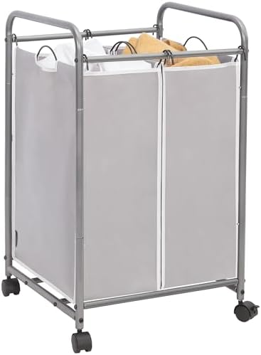 STORAGE MANIAC 3 Section Laundry Sorter, 35.6 Gal (135 L) Laundry Hamper Cart with Heavy Duty Rolling Lockable Wheels and Removable Bags, Clothes Organizer Basket Separator Hamper, Gray|B07X4F6R3T