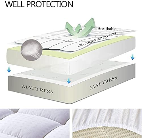 EASELAND Queen Size Mattress Pad Cotton Pillow Top Mattress Topper White | Cooling Mattress Cover Cotton Top,8-21" Deep Pocket Protector,60x80 Inches,Boxing Quilted & Machine Washable|B073ZY6XH3