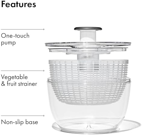 OXO Good Grips Salad Spinner | Lettuce Spinner | Fruit Washer | Fruit Washing Bowl with Strainer | Vegetable Cleaner | Salad Cleaner | Lettuce Washer | 6.22 Quart Capacity|B00004OCKR